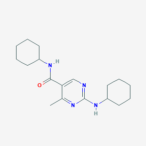 molecular formula C18H28N4O B3160182 N-cyclohexyl-2-(cyclohexylamino)-4-methylpyrimidine-5-carboxamide CAS No. 866017-90-5