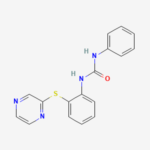 molecular formula C17H14N4OS B3160424 N-phenyl-N'-[2-(2-pyrazinylsulfanyl)phenyl]urea CAS No. 866042-81-1