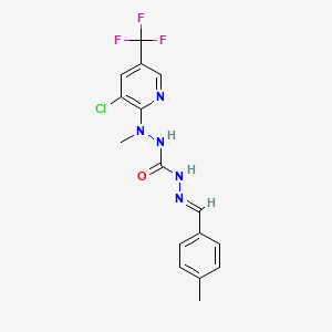 molecular formula C16H15ClF3N5O B3160812 N''-[3-chloro-5-(trifluoromethyl)-2-pyridinyl]-N''-methyl-N'''-[(E)-(4-methylphenyl)methylidene]carbonic dihydrazide CAS No. 866149-28-2