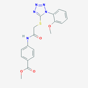 molecular formula C18H17N5O4S B316114 METHYL 4-(2-{[1-(2-METHOXYPHENYL)-1H-1,2,3,4-TETRAZOL-5-YL]SULFANYL}ACETAMIDO)BENZOATE 