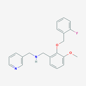 molecular formula C21H21FN2O2 B316139 N-{2-[(2-fluorobenzyl)oxy]-3-methoxybenzyl}-N-(3-pyridinylmethyl)amine 