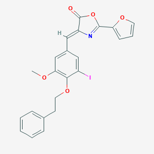 molecular formula C23H18INO5 B316203 2-(2-furyl)-4-[3-iodo-5-methoxy-4-(2-phenylethoxy)benzylidene]-1,3-oxazol-5(4H)-one 
