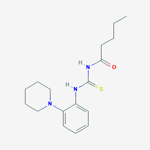 molecular formula C17H25N3OS B316222 N-pentanoyl-N'-[2-(1-piperidinyl)phenyl]thiourea 