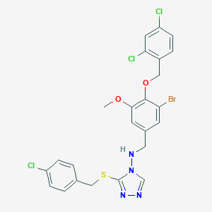 molecular formula C24H20BrCl3N4O2S B316268 N-{3-bromo-4-[(2,4-dichlorobenzyl)oxy]-5-methoxybenzyl}-N-{3-[(4-chlorobenzyl)sulfanyl]-4H-1,2,4-triazol-4-yl}amine 