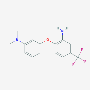molecular formula C15H15F3N2O B3162899 N-{3-[2-Amino-4-(trifluoromethyl)phenoxy]phenyl}-N,N-dimethylamine CAS No. 882672-31-3
