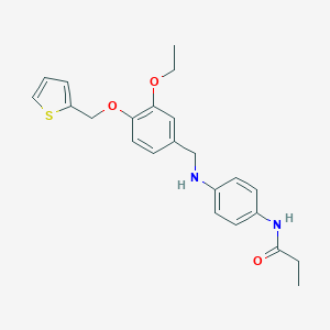 molecular formula C23H26N2O3S B316297 N-{4-[({3-ETHOXY-4-[(THIOPHEN-2-YL)METHOXY]PHENYL}METHYL)AMINO]PHENYL}PROPANAMIDE 
