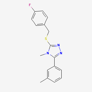 molecular formula C17H16FN3S B3162981 4-fluorobenzyl 4-methyl-5-(3-methylphenyl)-4H-1,2,4-triazol-3-yl sulfide CAS No. 882749-54-4
