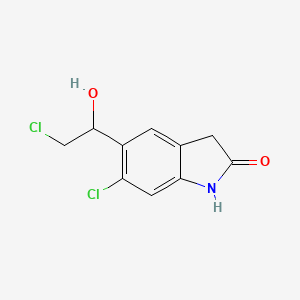 molecular formula C10H9Cl2NO2 B3163532 5-(1-羟基-2-氯乙基)-6-氯-1H-吲哚-2(3H)-酮 CAS No. 884305-06-0