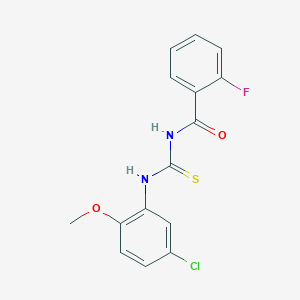 molecular formula C15H12ClFN2O2S B316439 N-[(5-chloro-2-methoxyphenyl)carbamothioyl]-2-fluorobenzamide 