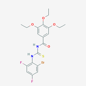 molecular formula C20H21BrF2N2O4S B316444 N-[(2-bromo-4,6-difluorophenyl)carbamothioyl]-3,4,5-triethoxybenzamide 