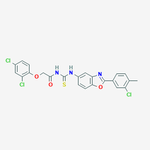 molecular formula C23H16Cl3N3O3S B316511 N-{[2-(3-chloro-4-methylphenyl)-1,3-benzoxazol-5-yl]carbamothioyl}-2-(2,4-dichlorophenoxy)acetamide 