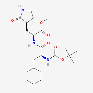 molecular formula C22H37N3O6 B3165289 Methyl (S)-2-((S)-2-((tert-butoxycarbonyl)amino)-3-cyclohexylpropanamido)-3-((S)-2-oxopyrrolidin-3-yl)propanoate CAS No. 898264-60-3