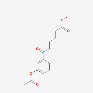 molecular formula C16H20O5 B3165356 ETHYL 6-(3-ACETOXYPHENYL)-6-OXOHEXANOTE CAS No. 898758-81-1