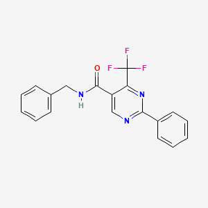 molecular formula C19H14F3N3O B3165525 N-benzyl-2-phenyl-4-(trifluoromethyl)pyrimidine-5-carboxamide CAS No. 900019-74-1