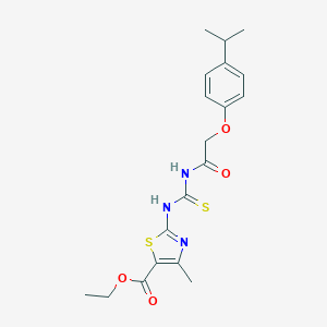 molecular formula C19H23N3O4S2 B316579 Ethyl 4-methyl-2-[({[4-(propan-2-yl)phenoxy]acetyl}carbamothioyl)amino]-1,3-thiazole-5-carboxylate 