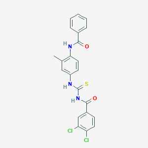 molecular formula C22H17Cl2N3O2S B316581 N-[4-({[(3,4-dichlorobenzoyl)amino]carbothioyl}amino)-2-methylphenyl]benzamide 