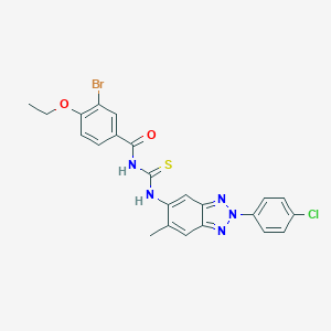molecular formula C23H19BrClN5O2S B316586 3-bromo-N-{[2-(4-chlorophenyl)-6-methyl-2H-benzotriazol-5-yl]carbamothioyl}-4-ethoxybenzamide 
