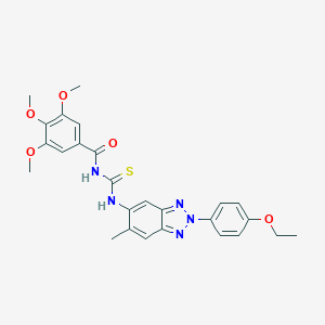 molecular formula C26H27N5O5S B316587 N-{[2-(4-ethoxyphenyl)-6-methyl-2H-benzotriazol-5-yl]carbamothioyl}-3,4,5-trimethoxybenzamide 