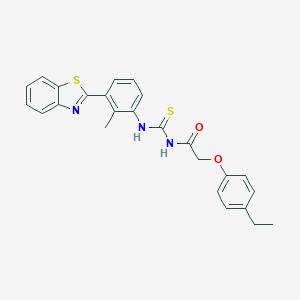 molecular formula C25H23N3O2S2 B316631 N-{[3-(1,3-benzothiazol-2-yl)-2-methylphenyl]carbamothioyl}-2-(4-ethylphenoxy)acetamide 