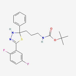 molecular formula C22H25F2N3O2S B3166747 tert-Butyl (3-(5-(2,5-difluorophenyl)-2-phenyl-2,3-dihydro-1,3,4-thiadiazol-2-yl)propyl)carbamate CAS No. 913731-98-3