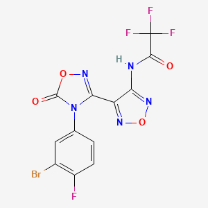 molecular formula C12H4BrF4N5O4 B3166864 N-[4-[4-(3-Bromo-4-fluorophenyl)-5-oxo-4,5-dihydro-1,2,4-oxadiazol-3-yl]-1,2,5-oxadiazol-3-yl]-2,2,2-trifluoroacetamide CAS No. 914471-60-6