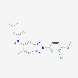 molecular formula C19H21ClN4O2 B316694 N-[2-(3-chloro-4-methoxyphenyl)-6-methyl-2H-1,2,3-benzotriazol-5-yl]-3-methylbutanamide 