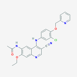 molecular formula C26H22ClN5O3 B3167030 N-(4-((3-Chloro-4-(pyridin-2-ylmethoxy)phenyl)amino)-3-cyano-7-ethoxyquinolin-6-yl)acetamide CAS No. 915941-95-6