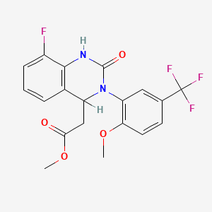 molecular formula C19H16F4N2O4 B3167131 Methyl 2-(8-fluoro-3-(2-methoxy-5-(trifluoromethyl)phenyl)-2-oxo-1,2,3,4-tetrahydroquinazolin-4-yl)acetate CAS No. 917389-21-0