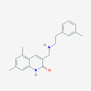molecular formula C21H24N2O B3167140 5,7-Dimethyl-3-[(2-m-tolyl-ethylamino)-methyl]-1H-quinolin-2-one CAS No. 917562-13-1