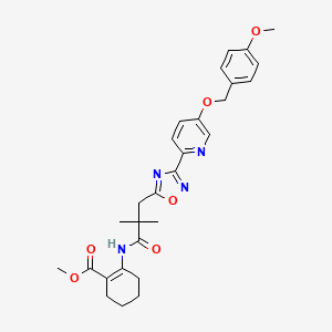 molecular formula C28H32N4O6 B3167196 Methyl 2-(3-(3-(5-((4-methoxybenzyl)oxy)pyridin-2-yl)-1,2,4-oxadiazol-5-yl)-2,2-dimethylpropanamido)cyclohex-1-enecarboxylate CAS No. 917911-03-6