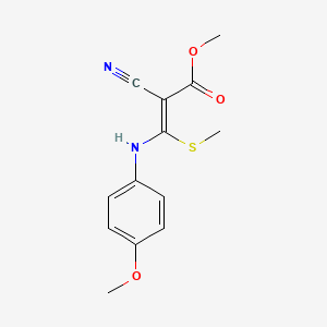 molecular formula C13H14N2O3S B3167211 2-Cyano-3-(4-methoxyphenylamino)-3-methylthioacrylic acid methyl ester CAS No. 91807-27-1