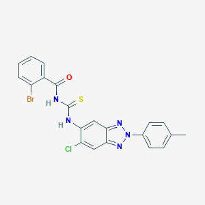 molecular formula C21H15BrClN5OS B316728 N-(2-bromobenzoyl)-N'-[6-chloro-2-(4-methylphenyl)-2H-1,2,3-benzotriazol-5-yl]thiourea 