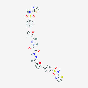 molecular formula C30H22N8O8S4 B316738 N-[[5-[4-(1,3-thiazol-2-ylsulfamoyl)phenyl]furan-2-yl]methylideneamino]-N'-[(E)-[5-[4-(1,3-thiazol-2-ylsulfamoyl)phenyl]furan-2-yl]methylideneamino]oxamide 
