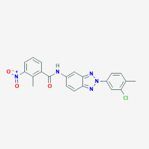 molecular formula C21H16ClN5O3 B316746 N-[2-(3-chloro-4-methylphenyl)-2H-1,2,3-benzotriazol-5-yl]-3-nitro-2-methylbenzamide 