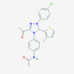 molecular formula C23H21ClN4O2S B316828 N-{4-[3-acetyl-1-(4-chlorophenyl)-5-(3-methyl-2-thienyl)-1,5-dihydro-4H-1,2,4-triazol-4-yl]phenyl}acetamide 