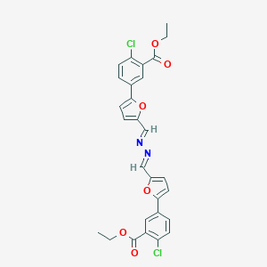 molecular formula C28H22Cl2N2O6 B316839 ethyl 2-chloro-5-{5-[2-({5-[4-chloro-3-(ethoxycarbonyl)phenyl]-2-furyl}methylene)carbohydrazonoyl]-2-furyl}benzoate 
