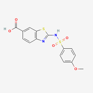 molecular formula C15H12N2O5S2 B3168488 2-([(4-Methoxyphenyl)sulfonyl]amino)-1,3-benzothiazole-6-carboxylic acid CAS No. 929961-91-1
