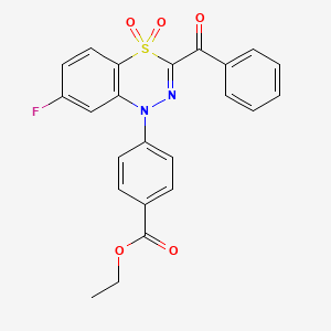 B3168779 ethyl 4-(3-benzoyl-7-fluoro-4,4-dioxido-1H-4,1,2-benzothiadiazin-1-yl)benzoate CAS No. 932976-20-0