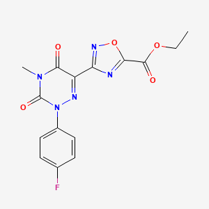 molecular formula C15H12FN5O5 B3168823 Ethyl 3-[2-(4-fluorophenyl)-4-methyl-3,5-dioxo-2,3,4,5-tetrahydro-1,2,4-triazin-6-yl]-1,2,4-oxadiazole-5-carboxylate CAS No. 933219-93-3