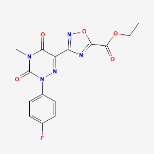 molecular formula C15H12FN5O5 B3168823 3-[2-(4-氟苯基)-4-甲基-3,5-二氧代-2,3,4,5-四氢-1,2,4-三嗪-6-基]-1,2,4-恶二唑-5-羧酸乙酯 CAS No. 933219-93-3