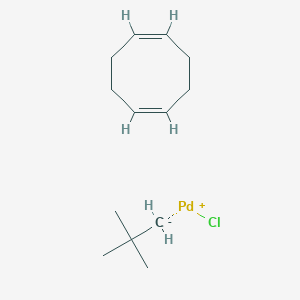 molecular formula C13H23ClPd B3169213 chloropalladium(1+);(1Z,5Z)-cycloocta-1,5-diene;2-methanidyl-2-methylpropane CAS No. 935838-06-5