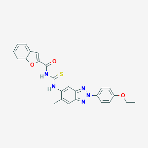 molecular formula C25H21N5O3S B316934 N-(1-benzofuran-2-ylcarbonyl)-N'-[2-(4-ethoxyphenyl)-6-methyl-2H-1,2,3-benzotriazol-5-yl]thiourea 