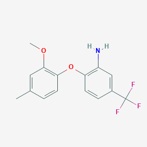 molecular formula C15H14F3NO2 B3169404 2-(2-Methoxy-4-methylphenoxy)-5-(trifluoromethyl)-phenylamine CAS No. 937596-56-0
