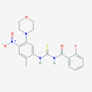 molecular formula C19H19FN4O4S B316944 N-(2-fluorobenzoyl)-N'-[4-nitro-2-methyl-5-(4-morpholinyl)phenyl]thiourea 