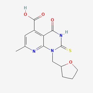 2-Mercapto-7-methyl-4-oxo-1-((tetrahydrofuran-2-yl)methyl)-1,4-dihydropyrido[2,3-d]pyrimidine-5-carboxylic acid