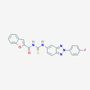 molecular formula C22H14FN5O2S B316956 N-(1-benzofuran-2-ylcarbonyl)-N'-[2-(4-fluorophenyl)-2H-1,2,3-benzotriazol-5-yl]thiourea 