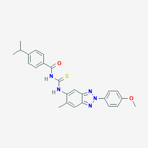 molecular formula C25H25N5O2S B316968 N-(4-isopropylbenzoyl)-N'-[2-(4-methoxyphenyl)-6-methyl-2H-1,2,3-benzotriazol-5-yl]thiourea 