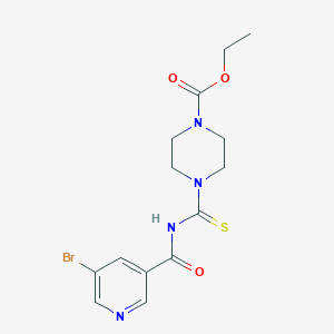 molecular formula C14H17BrN4O3S B317036 ETHYL 4-{[(5-BROMOPYRIDIN-3-YL)FORMAMIDO]METHANETHIOYL}PIPERAZINE-1-CARBOXYLATE 