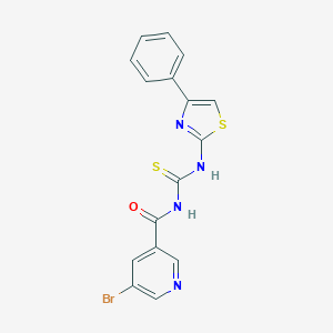 molecular formula C16H11BrN4OS2 B317037 N-[(5-bromo-3-pyridinyl)carbonyl]-N'-(4-phenyl-1,3-thiazol-2-yl)thiourea 
