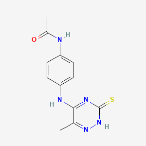 molecular formula C12H13N5OS B3170378 N-{4-[(6-methyl-3-sulfanylidene-2,3-dihydro-1,2,4-triazin-5-yl)amino]phenyl}acetamide CAS No. 942887-11-8
